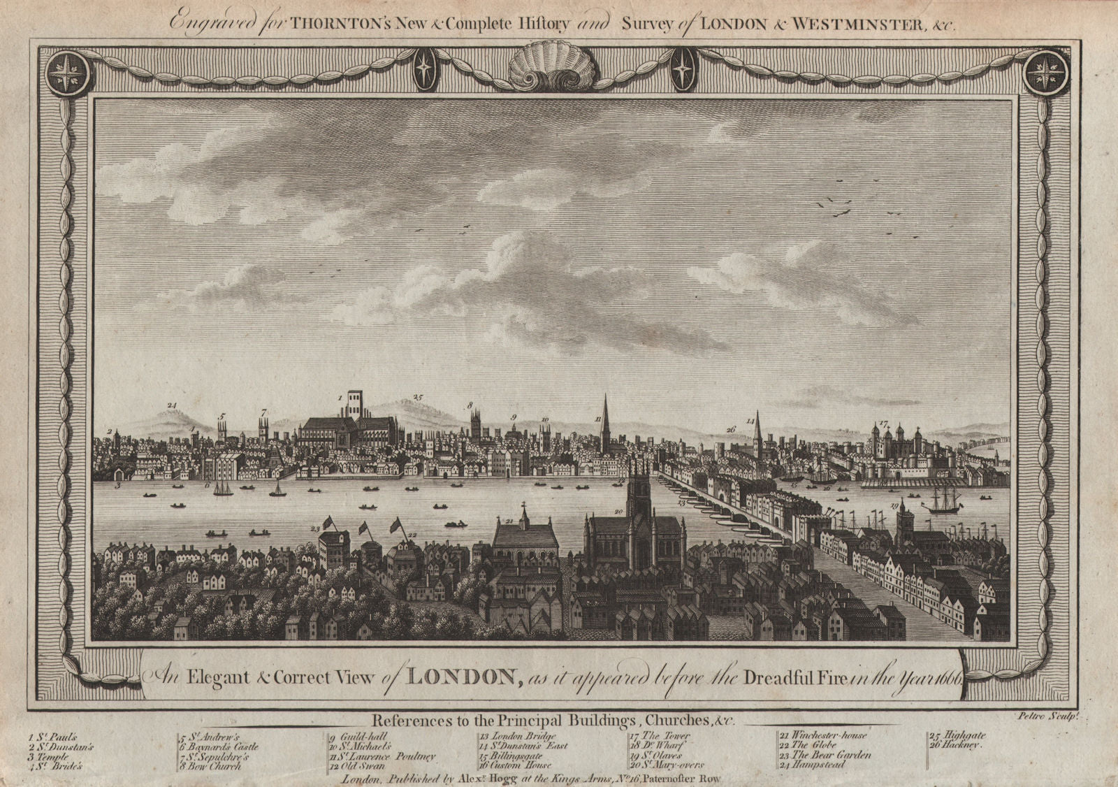 An elegant & correct view of London, as it appeared before… 1666. THORNTON 1784